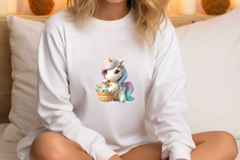 Cute Unicorn Basket Clipart Sublimation Rupkotha 