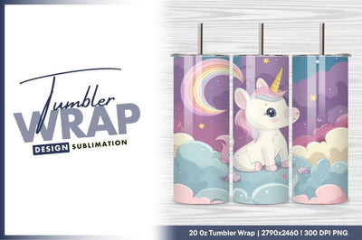 Cute unicorn on cloud with rainbow moon Sublimation Regulrcrative 