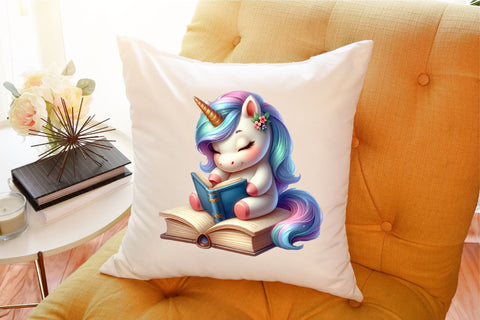 Cute Unicorn Reading a Book Clipart Sublimation designartist 