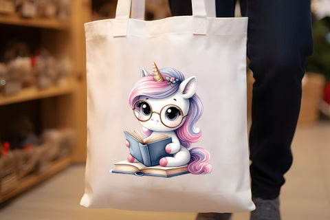 Cute Unicorn Reading a Book Clipart Sublimation Rupkotha 