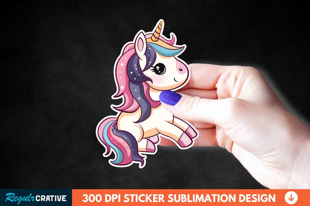 Cute Unicorn Sticker Clipart Sublimation Regulrcrative 