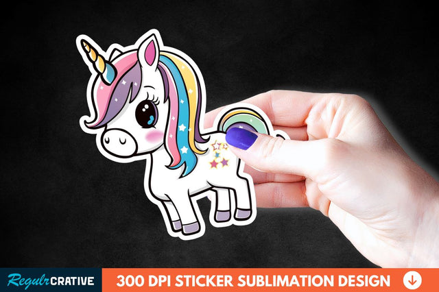 Cute Unicorn Sticker Clipart Sublimation Regulrcrative 