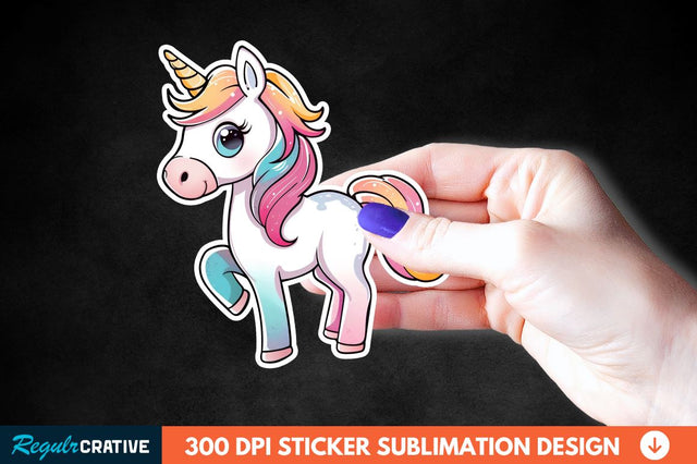 Cute Unicorn Sticker Clipart Sublimation Regulrcrative 