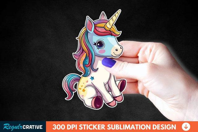 Cute Unicorn Sticker Clipart Sublimation Regulrcrative 
