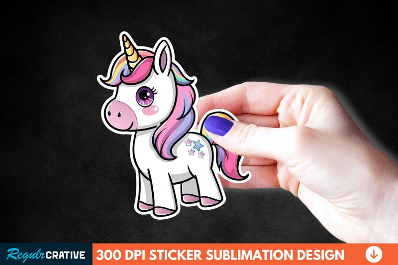 Cute Unicorn Sticker Clipart Sublimation Regulrcrative 