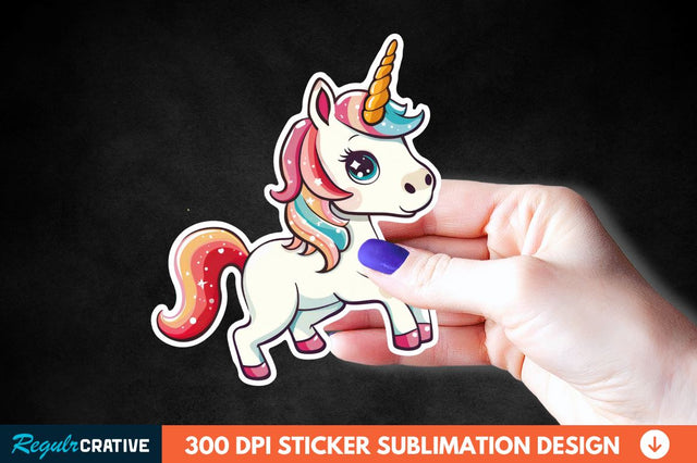 Cute Unicorn Sticker Clipart Sublimation Regulrcrative 