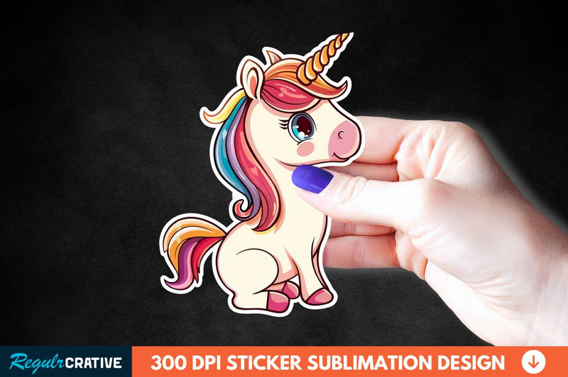 Cute Unicorn Sticker Clipart Sublimation Regulrcrative 