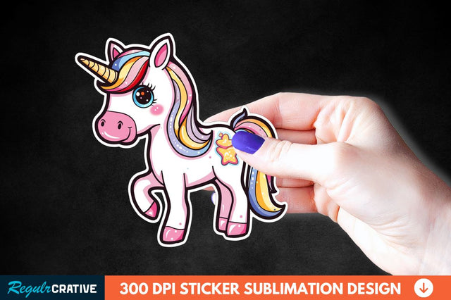 Cute Unicorn Sticker Clipart Sublimation Regulrcrative 