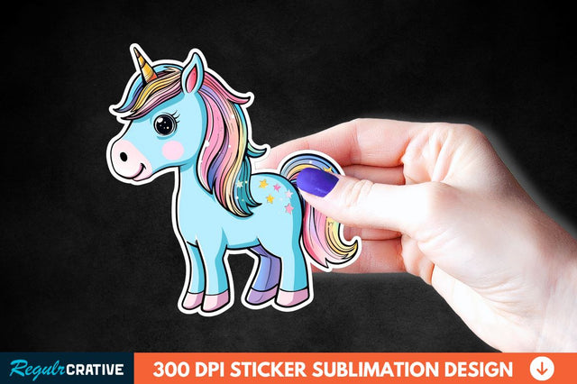 Cute Unicorn Sticker Clipart Sublimation Regulrcrative 