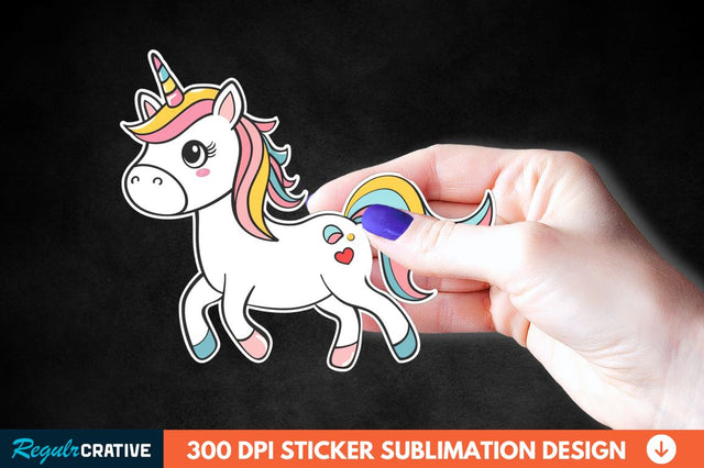 Cute Unicorn Sticker Clipart Sublimation Regulrcrative 