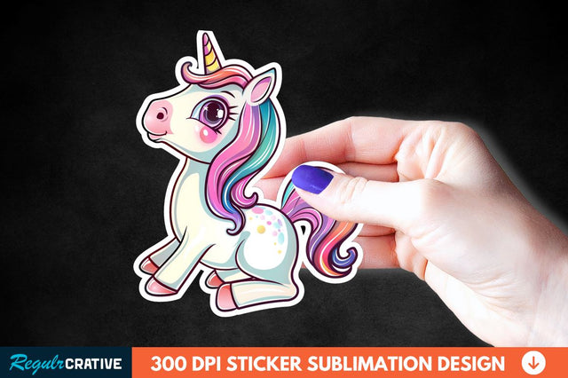 Cute Unicorn Sticker Clipart Sublimation Regulrcrative 
