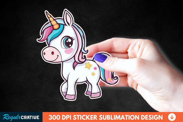 Cute Unicorn Sticker Clipart Sublimation Regulrcrative 