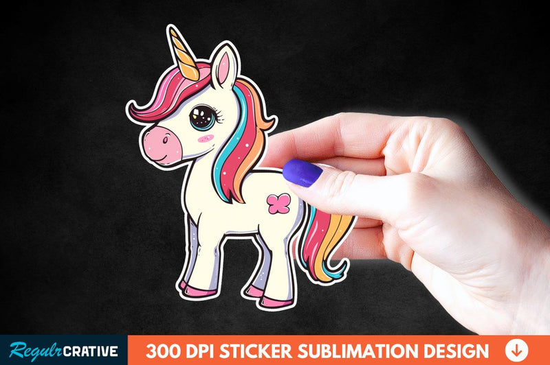 Cute Unicorn Sticker Clipart Sublimation Regulrcrative 