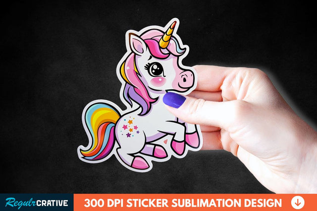 Cute Unicorn Sticker Clipart Sublimation Regulrcrative 