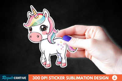 Cute Unicorn Sticker Clipart Sublimation Regulrcrative 