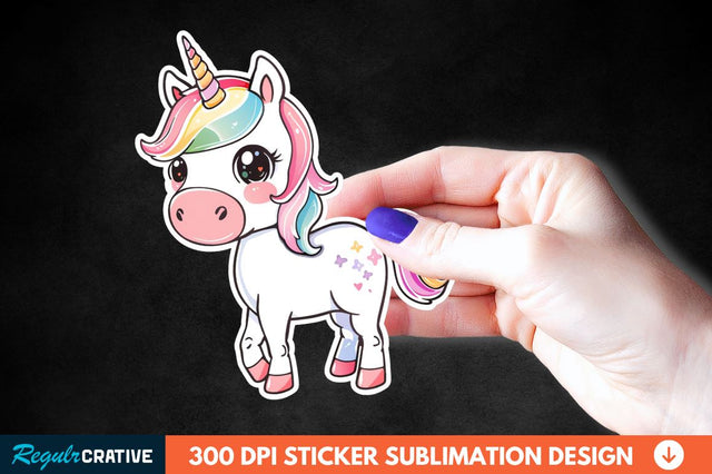 Cute Unicorn Sticker Clipart Sublimation Regulrcrative 