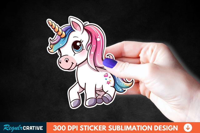 Cute Unicorn Sticker Clipart Sublimation Regulrcrative 