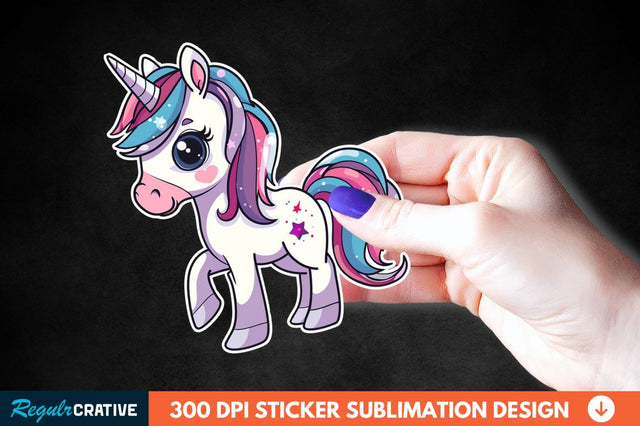 Cute Unicorn Sticker Clipart Sublimation Regulrcrative 