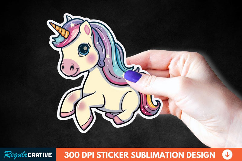 Cute Unicorn Sticker Clipart Sublimation Regulrcrative 