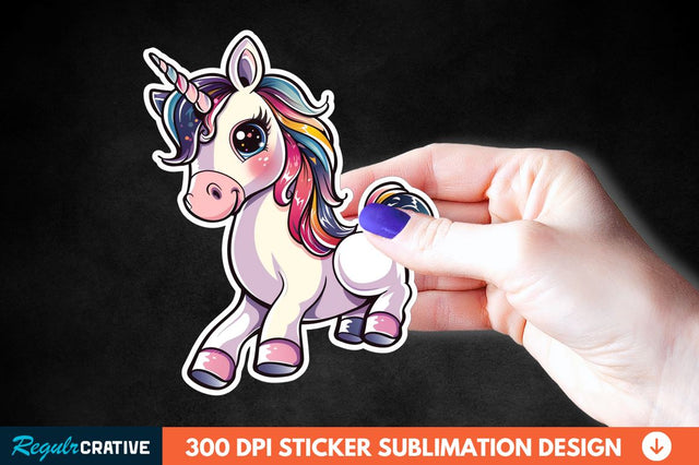 Cute Unicorn Sticker Clipart Sublimation Regulrcrative 