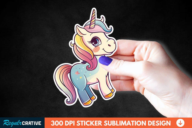 Cute Unicorn Sticker Clipart Sublimation Regulrcrative 