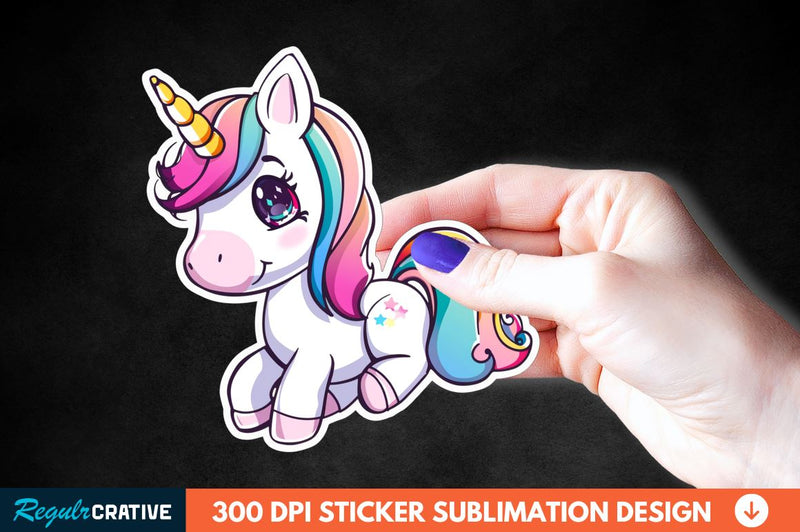 Cute Unicorn Sticker Clipart Sublimation Regulrcrative 