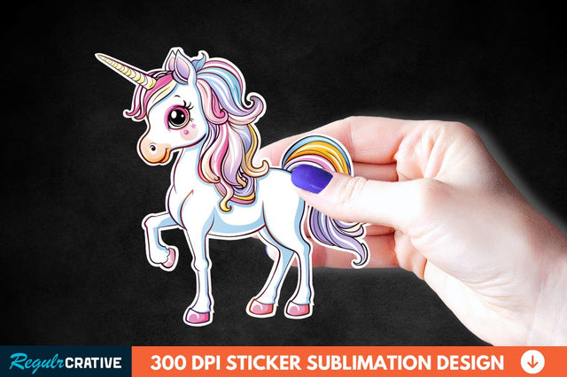 Cute Unicorn Sticker Clipart Sublimation Regulrcrative 