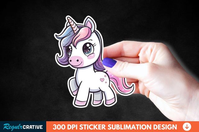 Cute Unicorn Sticker Clipart Sublimation Regulrcrative 
