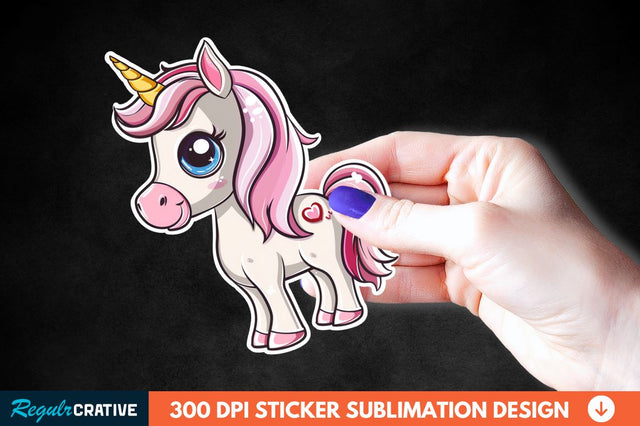 Cute Unicorn Sticker Clipart Sublimation Regulrcrative 
