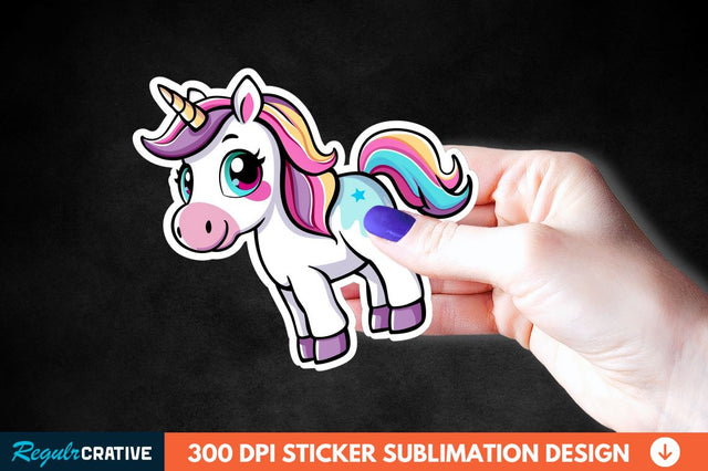 Cute Unicorn Sticker Clipart Sublimation Regulrcrative 