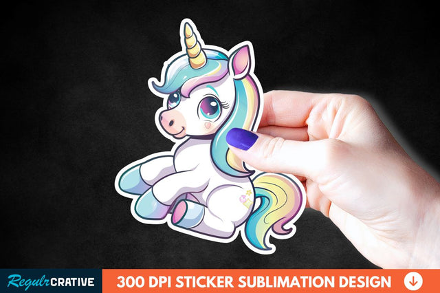 Cute Unicorn Sticker Clipart Sublimation Regulrcrative 
