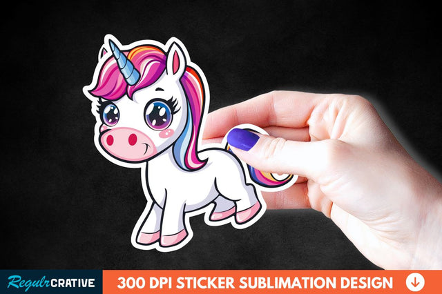 Cute Unicorn Sticker Clipart Sublimation Regulrcrative 
