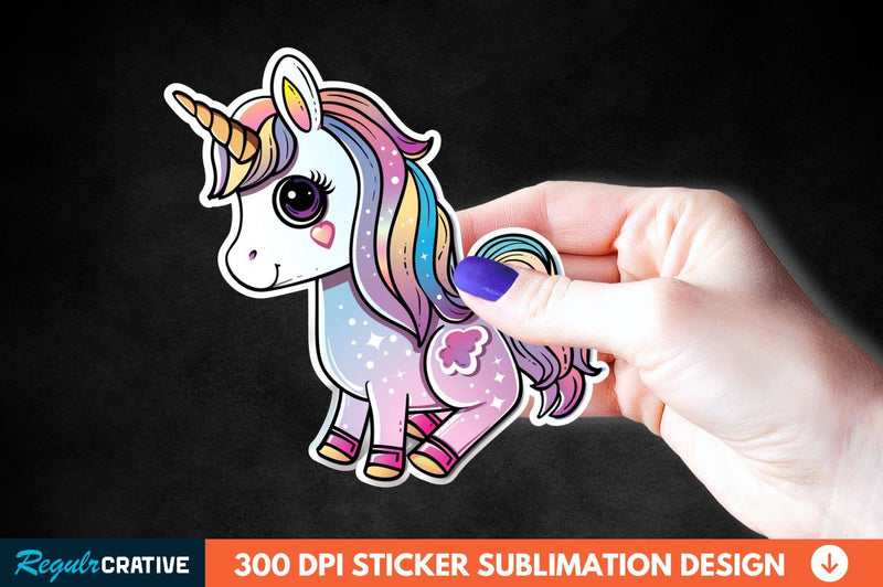 Cute Unicorn Sticker Clipart Sublimation Regulrcrative 