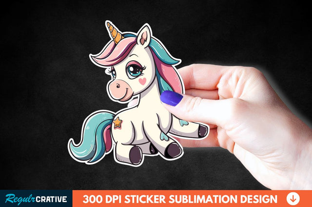 Cute Unicorn Sticker Clipart Sublimation Regulrcrative 