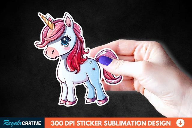Cute Unicorn Sticker Clipart Sublimation Regulrcrative 