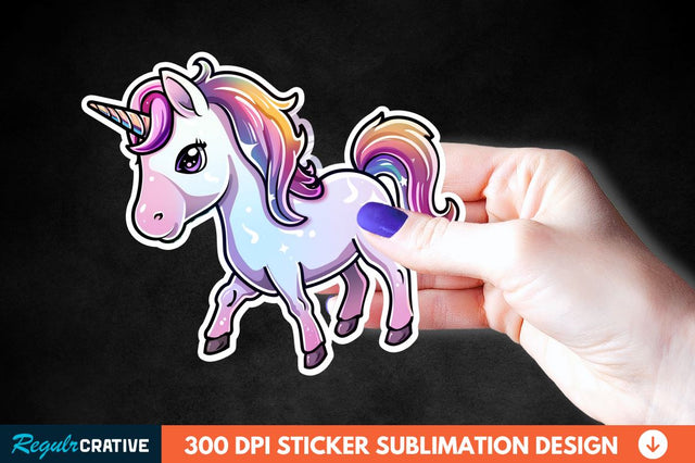 Cute Unicorn Sticker Clipart Sublimation Regulrcrative 