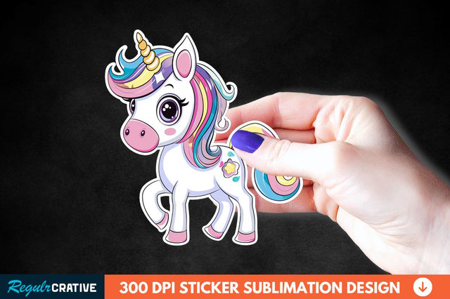 Cute Unicorn Sticker Clipart Sublimation Regulrcrative 