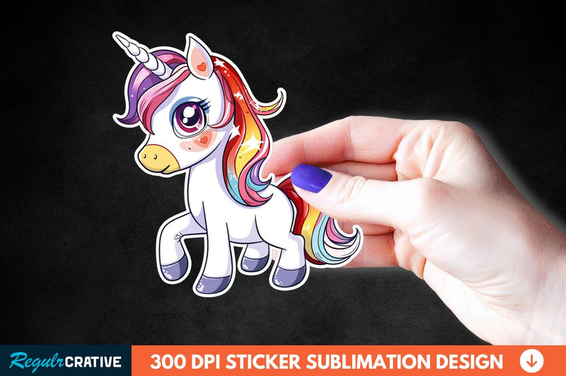 Cute Unicorn Sticker Clipart Sublimation Regulrcrative 