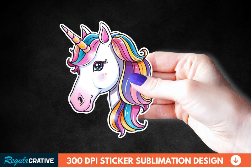 Cute Unicorn Sticker Clipart Sublimation Regulrcrative 