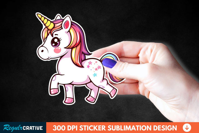 Cute Unicorn Sticker Clipart Sublimation Regulrcrative 