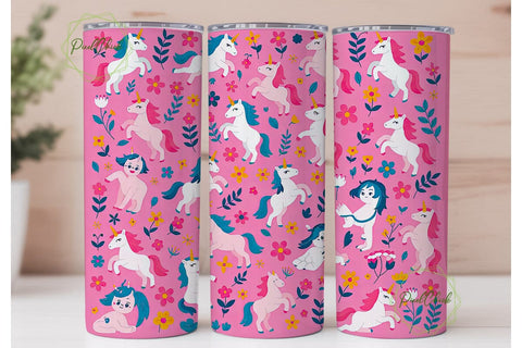 Cute Unicorn Tumbler Wrap PNG Sublimation PixelChick 