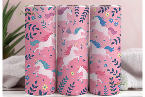 Cute Unicorn Tumbler Wrap PNG Sublimation PixelChick 