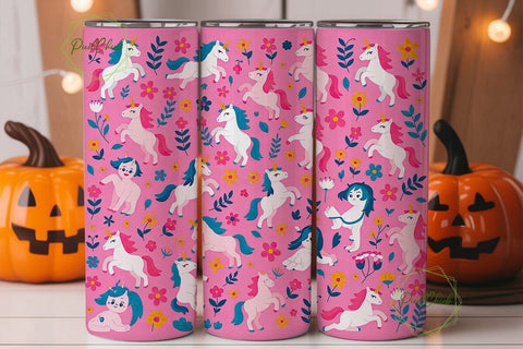 Cute Unicorn Tumbler Wrap PNG Sublimation PixelChick 
