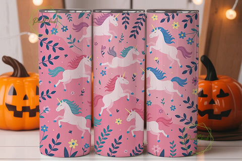 Cute Unicorn Tumbler Wrap PNG Sublimation PixelChick 