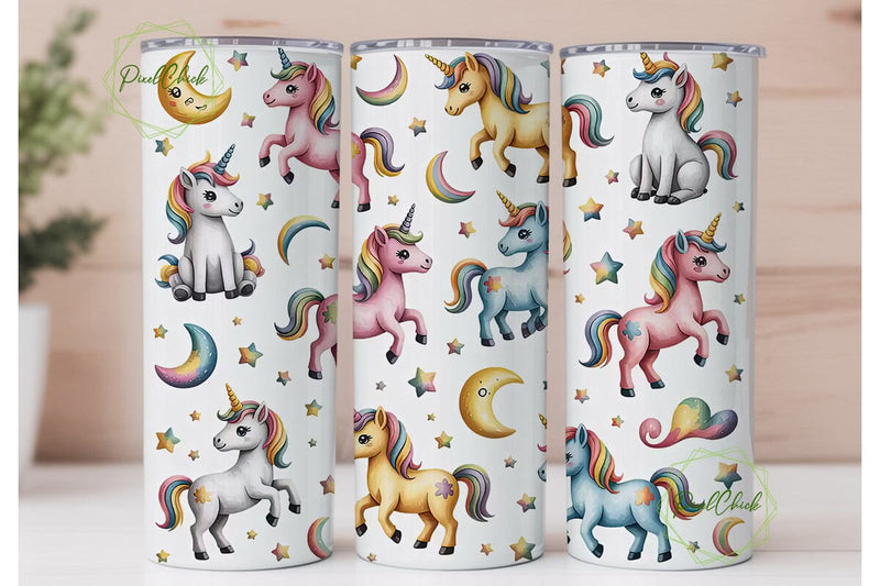 Cute Unicorn Tumbler Wrap Sublimation PixelChick 