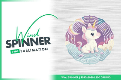 Cute unicorn wind spinner round sublimation design Sublimation Regulrcrative 
