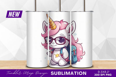 Cute unicorn with backpack ready for school Sublimation Regulrcrative 