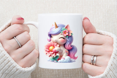 Cute Unicorn with Flowers Clipart Bundle Sublimation designartist 