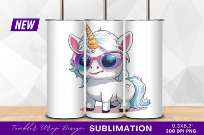 Cute unicorn with sunglasses tumbler png design Sublimation Regulrcrative 