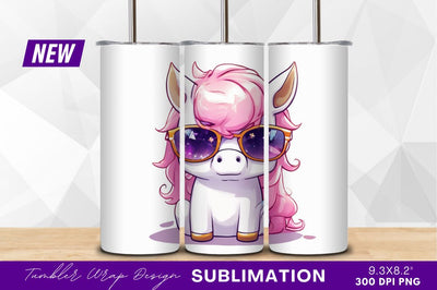 Cute unicorn with sunglasses tumbler png Sublimation Regulrcrative 